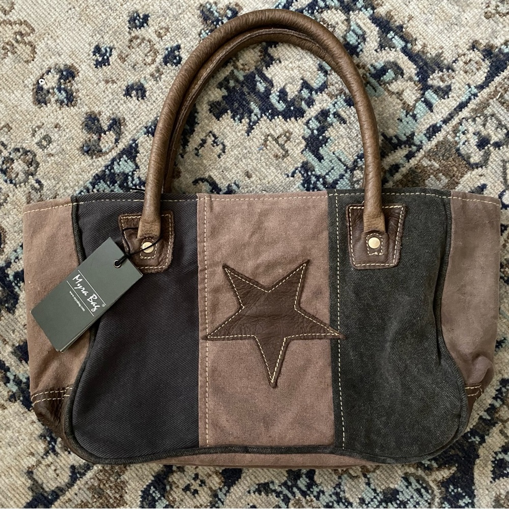 Myra Bag Star on Upcycled Canvas Tote NEW